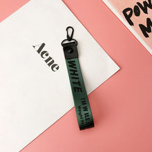 Load image into Gallery viewer, Off White Keychain Ribbon key chain porte clef Phone Case Key ring llaveros sleutelhanger Chaveiro portachiavi Bag Charm