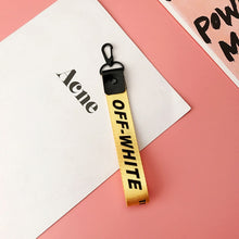 Load image into Gallery viewer, Off White Keychain Ribbon key chain porte clef Phone Case Key ring llaveros sleutelhanger Chaveiro portachiavi Bag Charm