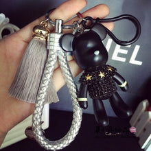 Load image into Gallery viewer, Handmade DIY Craft Rhinestone Bomgom Tassels Cartoon Popobe Gloomy Bear Keychain Cute Bag Charm Holder Cartoon Resin Key Chain