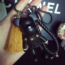 Load image into Gallery viewer, Handmade DIY Craft Rhinestone Bomgom Tassels Cartoon Popobe Gloomy Bear Keychain Cute Bag Charm Holder Cartoon Resin Key Chain