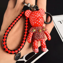 Load image into Gallery viewer, Handmade DIY Craft Rhinestone Bomgom Tassels Cartoon Popobe Gloomy Bear Keychain Cute Bag Charm Holder Cartoon Resin Key Chain