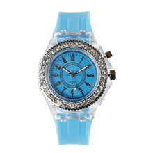 Load image into Gallery viewer, LED Backlight Relogio Masculino Flash Luminous Crystal Quartz Trend Waterproof Wrist Watch 5 Color Light WristWatch Watches
