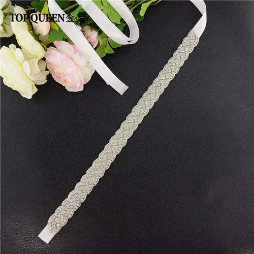 TOPQUEEN S216 Women's Rhinestones Handmade Belt Wedding  Belt Accessories Marriage Bridal Sashes wedding bridal sashs Any Size