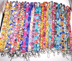 1 pcs cartoon  mickey minnie princess stitch Donald Duck Daisy Lanyard Key Lanyard Cosplay Badge ID Cards Holders Neck