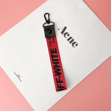 Load image into Gallery viewer, Off White Keychain Ribbon key chain porte clef Phone Case Key ring llaveros sleutelhanger Chaveiro portachiavi Bag Charm
