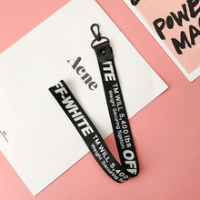 Load image into Gallery viewer, Off White Keychain Ribbon key chain porte clef Phone Case Key ring llaveros sleutelhanger Chaveiro portachiavi Bag Charm
