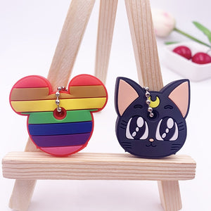 2Pcs/set Cute Cartoon Silicone Protective key Case Cover For key Control Dust Cover Holder Organizer Home Accessories Supplies