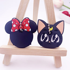 2Pcs/set Cute Cartoon Silicone Protective key Case Cover For key Control Dust Cover Holder Organizer Home Accessories Supplies