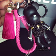 Load image into Gallery viewer, Handmade DIY Craft Rhinestone Bomgom Tassels Cartoon Popobe Gloomy Bear Keychain Cute Bag Charm Holder Cartoon Resin Key Chain
