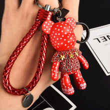 Load image into Gallery viewer, Handmade DIY Craft Rhinestone Bomgom Tassels Cartoon Popobe Gloomy Bear Keychain Cute Bag Charm Holder Cartoon Resin Key Chain
