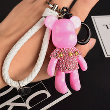 Load image into Gallery viewer, Handmade DIY Craft Rhinestone Bomgom Tassels Cartoon Popobe Gloomy Bear Keychain Cute Bag Charm Holder Cartoon Resin Key Chain
