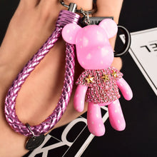 Load image into Gallery viewer, Handmade DIY Craft Rhinestone Bomgom Tassels Cartoon Popobe Gloomy Bear Keychain Cute Bag Charm Holder Cartoon Resin Key Chain
