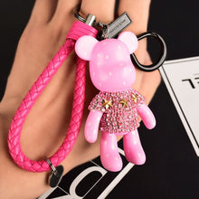 Load image into Gallery viewer, Handmade DIY Craft Rhinestone Bomgom Tassels Cartoon Popobe Gloomy Bear Keychain Cute Bag Charm Holder Cartoon Resin Key Chain
