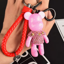 Load image into Gallery viewer, Handmade DIY Craft Rhinestone Bomgom Tassels Cartoon Popobe Gloomy Bear Keychain Cute Bag Charm Holder Cartoon Resin Key Chain
