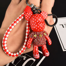 Load image into Gallery viewer, Handmade DIY Craft Rhinestone Bomgom Tassels Cartoon Popobe Gloomy Bear Keychain Cute Bag Charm Holder Cartoon Resin Key Chain
