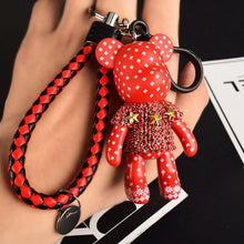 Load image into Gallery viewer, Handmade DIY Craft Rhinestone Bomgom Tassels Cartoon Popobe Gloomy Bear Keychain Cute Bag Charm Holder Cartoon Resin Key Chain
