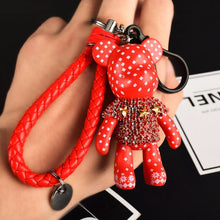 Load image into Gallery viewer, Handmade DIY Craft Rhinestone Bomgom Tassels Cartoon Popobe Gloomy Bear Keychain Cute Bag Charm Holder Cartoon Resin Key Chain
