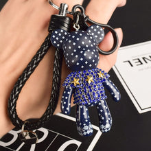 Load image into Gallery viewer, Handmade DIY Craft Rhinestone Bomgom Tassels Cartoon Popobe Gloomy Bear Keychain Cute Bag Charm Holder Cartoon Resin Key Chain
