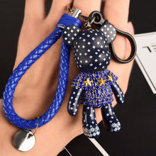 Load image into Gallery viewer, Handmade DIY Craft Rhinestone Bomgom Tassels Cartoon Popobe Gloomy Bear Keychain Cute Bag Charm Holder Cartoon Resin Key Chain
